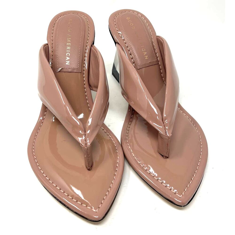 Good American Clear Wedge Sandals Size 6 Dusty Patent GA077P-X - Picture 2 of 5